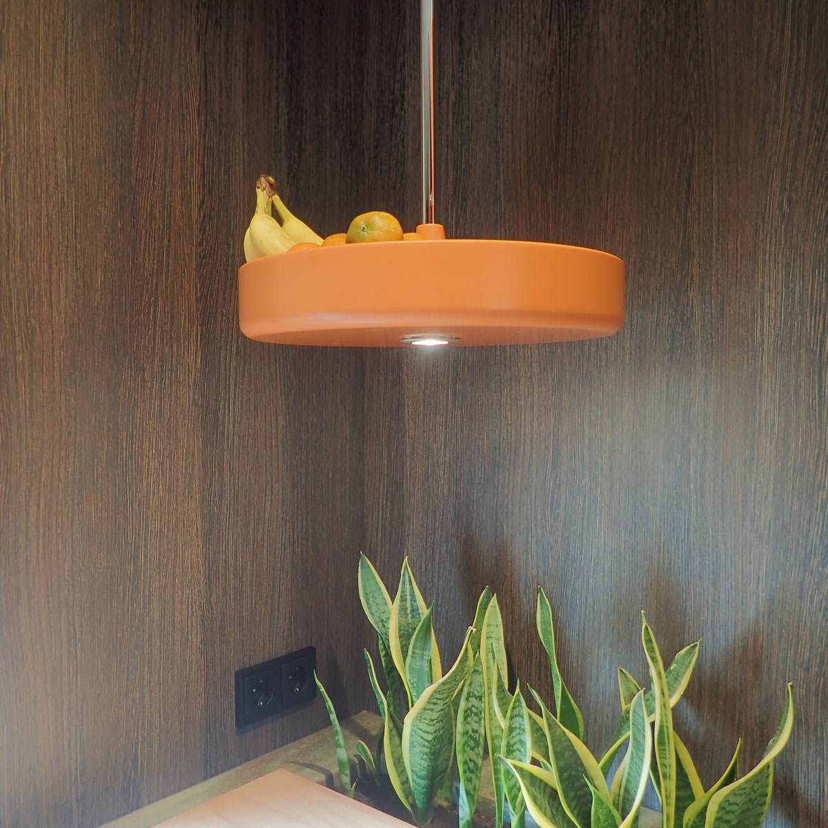 organische oranje corian design keuken, mid-century modern kitchen